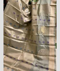 Cream and Grey soft silk kanchipuram sarees with All over Buttas design