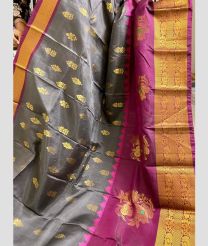 Grey and Magenta soft silk kanchipuram sarees with All over Buttas design