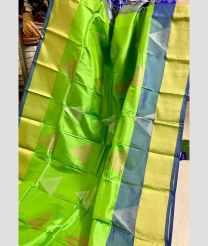 Parrot Green and Grey soft silk kanchipuram sarees with All over Buttas design