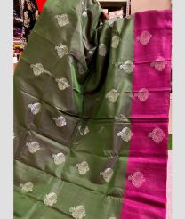 Fern Green and Neon Pink soft silk kanchipuram sarees with All over Buttas design