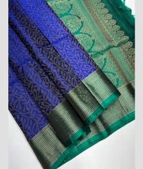Navy Blue and Elf Green soft silk kanchipuram sarees with All over Jari design