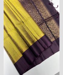 Yellow and Plum Velvet soft silk kanchipuram sarees with All over Jari design