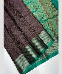 Chocolate and Green soft silk kanchipuram sarees with All over Jari design
