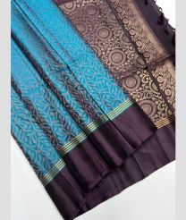 Turquoise and Chocolate soft silk kanchipuram sarees with All over Jari design