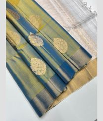 Olive and Half White soft silk kanchipuram sarees with All over Buttas design