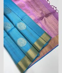 Blue and Lavender soft silk kanchipuram sarees with All over Buttas design