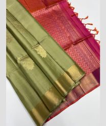 Fern Green and Pink soft silk kanchipuram sarees with All over Buttas design
