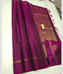 Magenta and Golden soft silk kanchipuram sarees with Jari Border design