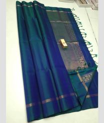 Teal and Golden soft silk kanchipuram sarees with Jari Border design
