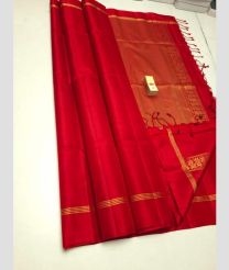 Red and Golden soft silk kanchipuram sarees with Jari Border design