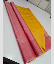 Rose Pink and Yellow soft silk kanchipuram sarees with All over Buttas design