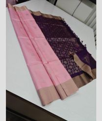 Baby Pink and Plum Velvet soft silk kanchipuram sarees with All over Buttas design