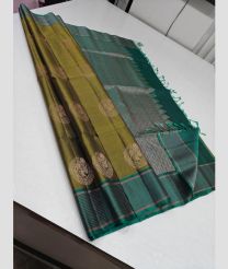 Mehendi Green and Teal soft silk kanchipuram sarees with All over Buttas design