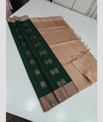 Pine Green and Baige soft silk kanchipuram sarees with All over Buttas design