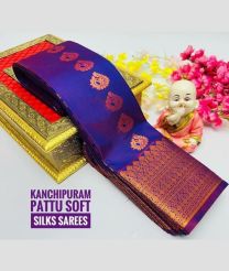 navy blue colour soft silk kanchipuram sarees with All over Buttas design