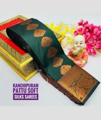 green colour soft silk kanchipuram sarees with All over Buttas design