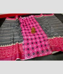 Grey Pink and Red Combination color linen sarees handloom saree with light weight saree with contrast blouse design