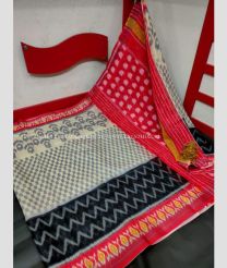 White Red and Black Combination color linen sarees handloom saree with light weight saree with contrast blouse design