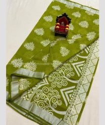 Mehndi Green with Flower Design color Banarasi Silk handloom saree with light weight saree with blouse design