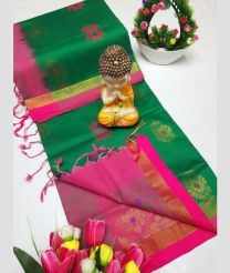 Green and Pink tripura silk sarees with All over Buttas design