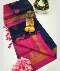 Black and Pink tripura silk sarees with All over Buttas design