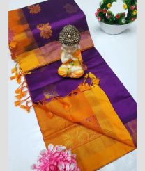 Purple and Orange tripura silk sarees with All over Buttas design