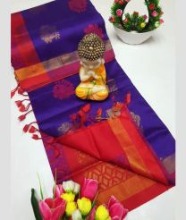Purple Blue and Red tripura silk sarees with All over Buttas design