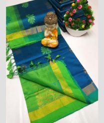 Blue Ivy and Parrot Green tripura silk sarees with All over Buttas design