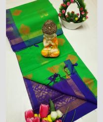 Parrot Green and Purple  tripura silk sarees with All over Buttas design