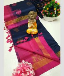 Dark Navy Blue and Pink tripura silk sarees with All over Buttas design