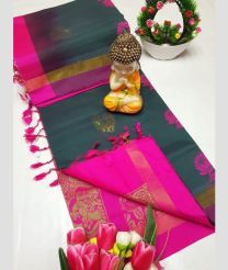 Grey and Pink tripura silk sarees with All over Buttas design