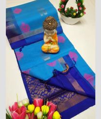 Blue and Royal Blue tripura silk sarees with All over Buttas design