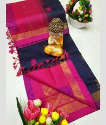 Pink and Dark Navy Blue tripura silk sarees with All over Buttas design