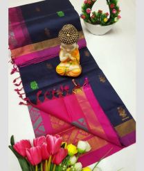 Dark Navy Blue and Pink tripura silk sarees with All over Buttas design