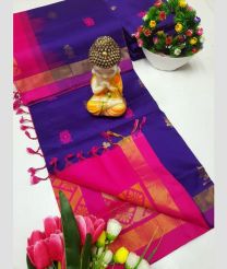 Purple and Neon Pink tripura silk sarees with All over Buttas design