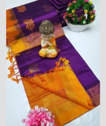 Purple and Mango Yellow tripura silk sarees with All over Buttas design