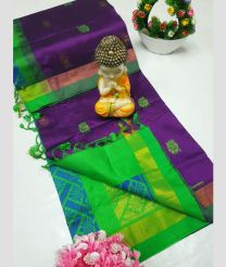 Purple and Green tripura silk sarees with All over Buttas design
