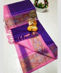 Purple and Rose Pink tripura silk sarees with Pochampally Border design