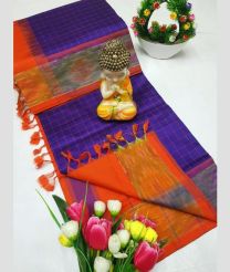 Purple and Orange tripura silk sarees with Pochampally Border design