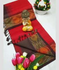 Burgundy and Chocolate tripura silk sarees with Pochampally Border design