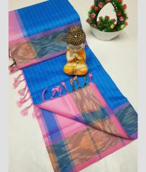 Blue and Baby Pink tripura silk sarees with Pochampally Border design