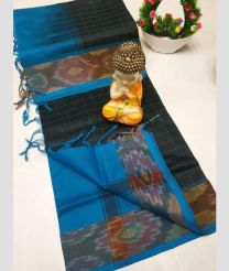 Black and Blue tripura silk sarees with Pochampally Border design