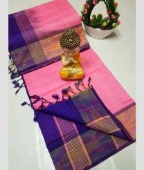 Rose Pink and Purple tripura silk sarees with Pochampally Border design