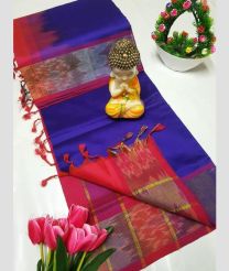Purple Blue and Pink tripura silk sarees with Pochampally Border design