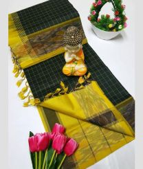 Black and Yellow tripura silk sarees with All over Checks design