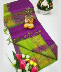 Magenta and Parrot Green tripura silk sarees with All over Checks design