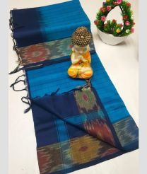 Blue and Navy  Blue tripura silk sarees with All over Checks design