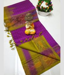 Magenta and Mehendi Green tripura silk sarees with All over Checks design
