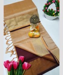 Cream and Chocolate tripura silk sarees with plain design