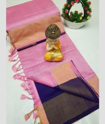 Baby Pink and Navy Blue tripura silk sarees with plain design